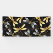 Banderoles Motif sans couture avec libellules d'or (Horizontal)