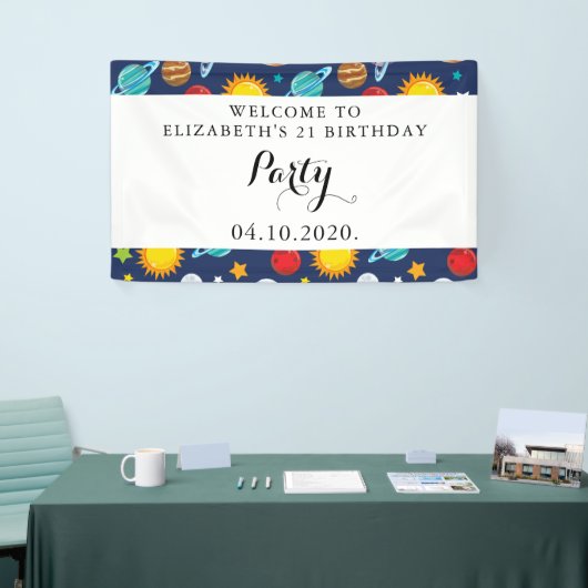 Banderoles Motif spatial, Planètes, Étoiles, Cosmos, Annivers (Salon professionnel)