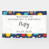 Banderoles Motif spatial, Planètes, Étoiles, Cosmos, Annivers (Horizontal)