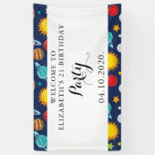 Banderoles Motif spatial, Planètes, Étoiles, Cosmos, Annivers (Vertical)