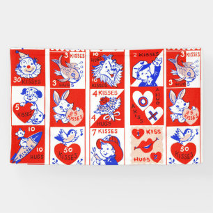 Banderoles Motif timbre de la Saint-Valentin vintage des anné