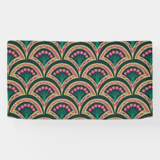 Banderoles motif vert en forme de coque (Horizontal)