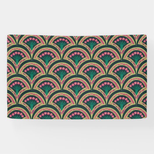 Banderoles motif vert en forme de coque (Horizontal)