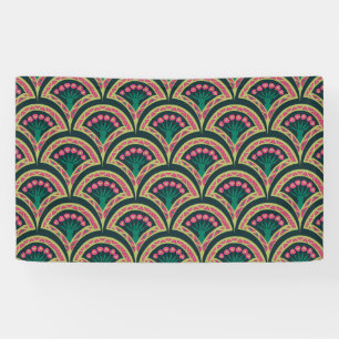Banderoles motif vert en forme de coquille