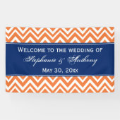 Banderoles Motif Zigzag orange avec Mariage bleu royal (Horizontal)
