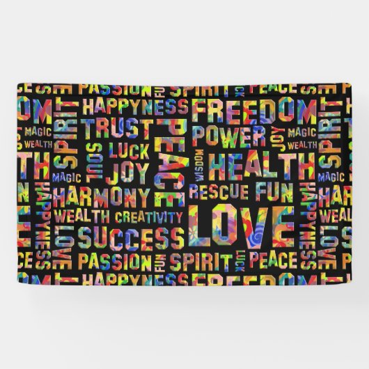 Banderoles Mots De La Voie Esprit / Pensée Positive 1 (Horizontal)