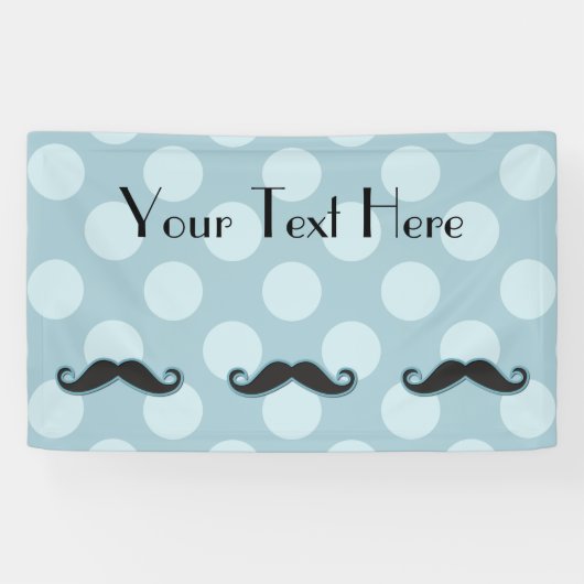 Banderoles Moustache Bleue, Moustache Curl, Stache, Pois (Horizontal)