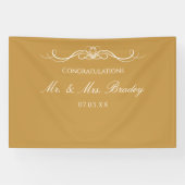 Banderoles Mr and Mrs Elegant Script Gold Wedding Backdrop (Horizontal)