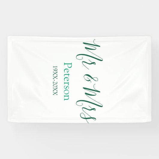 Banderoles Mr & Mrs last name married year wedding engagement (Horizontal)