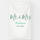 Banderoles Mr & Mrs last name married year wedding engagement (Vertical)