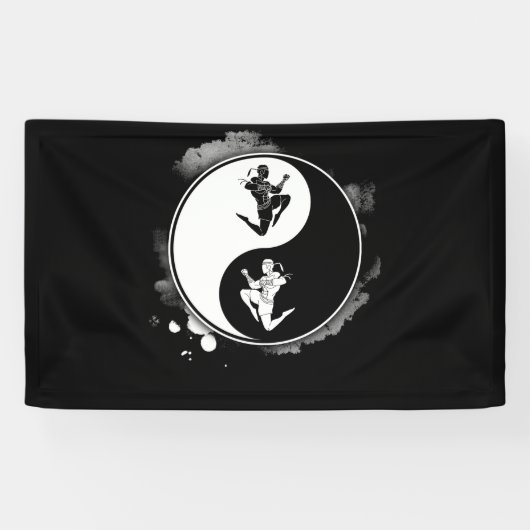 Banderoles Muay Thai Martial Arts Thai Boxe Yin Yang Coach (Horizontal)