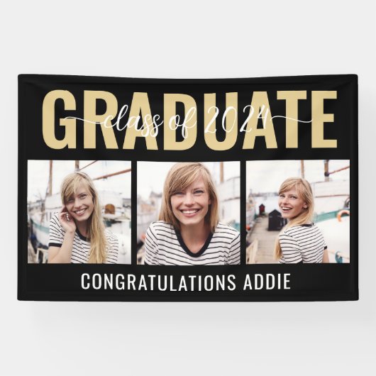 Banderoles Multi Photo Collage Classe de Graduation 2024 (Horizontal)