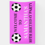 Banderoles Mur d'anniversaire rose pour les filles de footbal (Vertical)