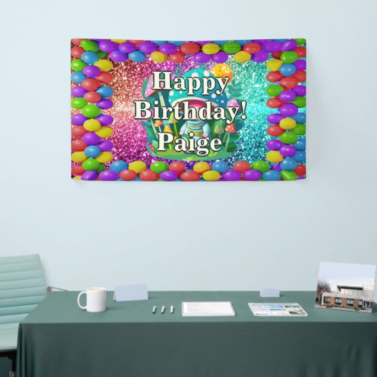 Banderoles Mushroom Guardian Personnalisé personnage annivers (Salon professionnel)