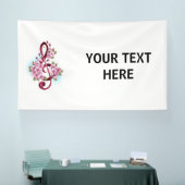 Banderoles Musical treble clef notes with sakura flowers (Salon professionnel)