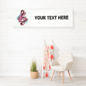 Banderoles Musical treble clef notes with sakura flowers (En situation)