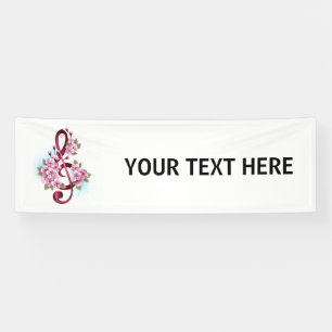 Banderoles Musical treble clef notes with sakura flowers