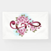 Banderoles Musical treble clef notes with sakura flowers (Horizontal)