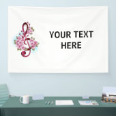 Banderoles Musical treble clef notes with sakura flowers (Salon professionnel)
