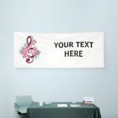 Banderoles Musical treble clef notes with sakura flowers (Salon professionnel)