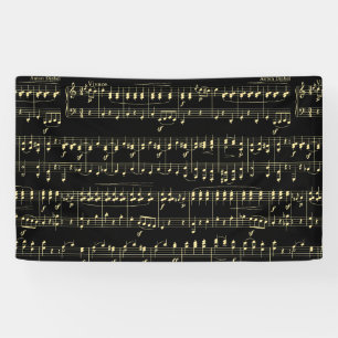 Banderoles Musique d'or en noir