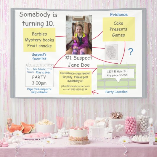 Banderoles Mystery Crime Solvabilité Preuve Board Invitation (Fête)