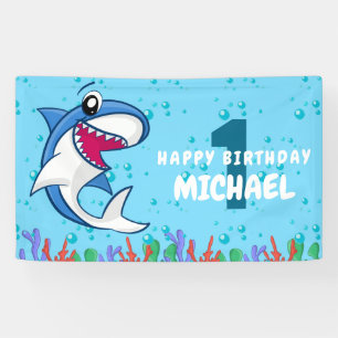 Banderoles Naissance du requin Premier Anniversaire Ocean Kid