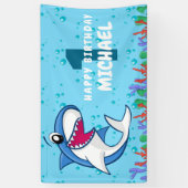 Banderoles Naissance du requin Premier Anniversaire Ocean Kid (Vertical)