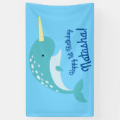 Banderoles Narwhals Ocean Cute 1er Anniversaire Thème de fête (Vertical)