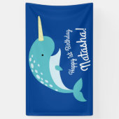 Banderoles Narwhals Ocean Cute 1er Anniversaire Thème de fête (Vertical)