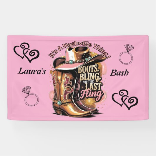 Banderoles Nashville Bachelorette Party - Boots and Bling (Horizontal)