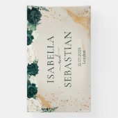 Banderoles Natural Emerald Green & Blush Rose Floral Wedding (Verticale)