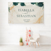 Banderoles Natural Emerald Green & Blush Rose Floral Wedding (Insitu)