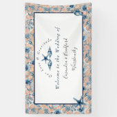 Banderoles Nautique Mariage Beach Seashell Rose lune de miel (Vertical)