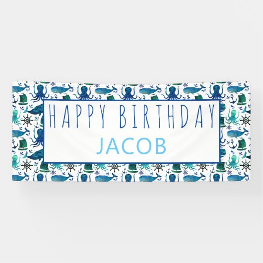 Banderoles Nautique marin de joyeux anniversaire sous les (Horizontal)
