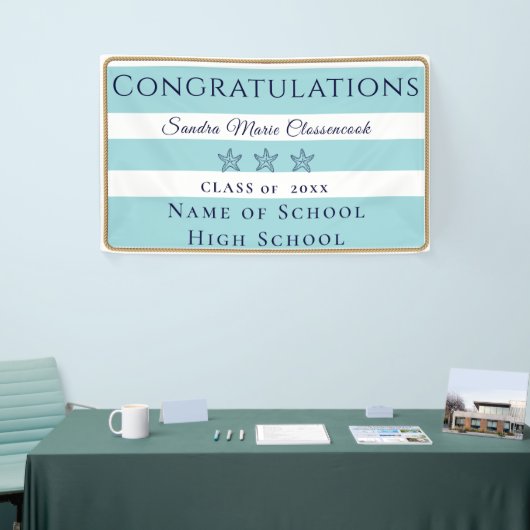 Banderoles Nautique Turquoise Blue Starfish Faire-part diplôm (Salon professionnel)