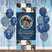 Banderoles Navy & Baby Blue 9 Photo Collage Graduation Vinyl