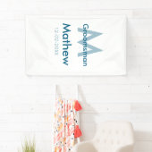 Banderoles Navy bleu nom de garçon d'honneur lettre date masc (En situation)