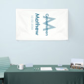 Banderoles Navy bleu nom de garçon d'honneur lettre date masc (Salon professionnel)