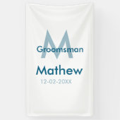 Banderoles Navy bleu nom de garçon d'honneur lettre date masc (Vertical)