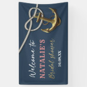 Banderoles Navy Blue Nautilus Or Gold Anchor Rope Fête de Mar (Vertical)