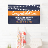 Banderoles Navy Blue Orange Graduate Bold Script Pays (En situation)