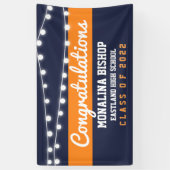 Banderoles Navy Blue Orange Graduate Bold Script Pays (Vertical)