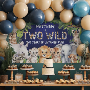Banderoles Navy Blue Two Wild Safari 2e anniversaire arrière-
