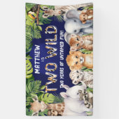 Banderoles Navy Blue Two Wild Safari 2e anniversaire arrière- (Vertical)