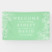 Banderoles Neo Mint Moderne Blanc Floral Welcome Banner (Horizontal)