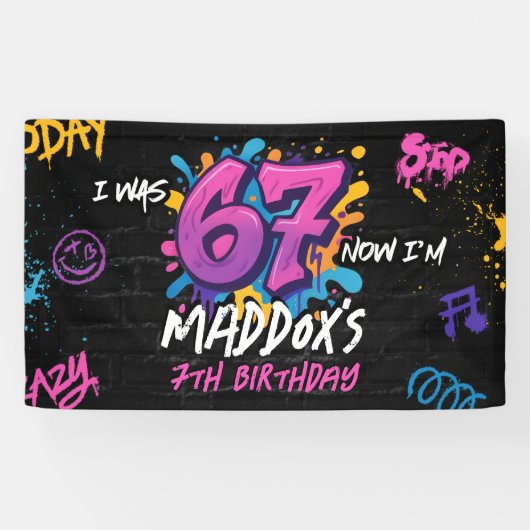 Banderoles Neon Graffiti 6 7 Meme Trend Six Seven Birthday (Horizontal)