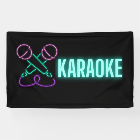 Banderoles Neon Karaoke Mics and Text (Horizontal)
