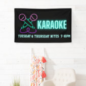 Banderoles Neon Karaoke Mics and Text Custom Banner (En situation)