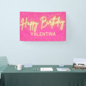 Banderoles Neon rose chaud moderne brillant joyeuse fête d'an (Salon professionnel)